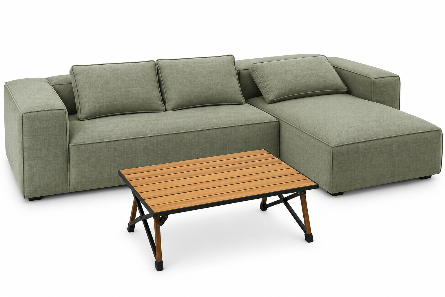 L-Shaped Sofa – Light Green